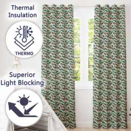 Soft Blue & Red Ocean Waves Seamless Pattern Readymade Eyelet Ring Top Thermal 100% Blackout Curtains - thumbnail 3