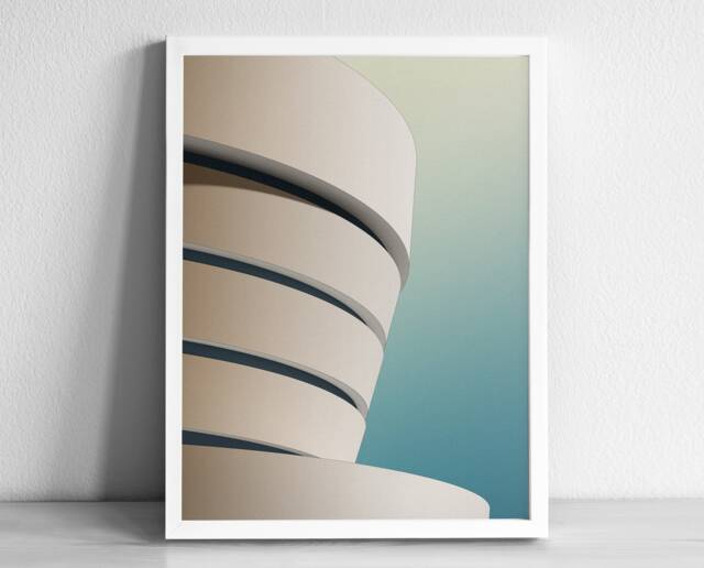 Guggenheim Museum Modern Architecture Art Print - Graphic Illustration Abstract Poster Minimalist New York - image 1