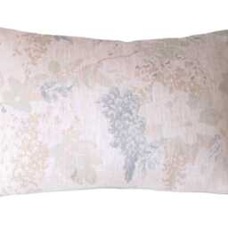 Cabbages & Roses Mary Cushion Cover, UK Designer Blue Grey/Wisteria, Floral On Natural Linen, Lumbar Pillow - thumbnail 2