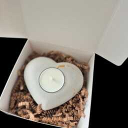 Concrete Tea Light Candle Holder Heart, Moon & Star - Minimalist Decor - thumbnail 3