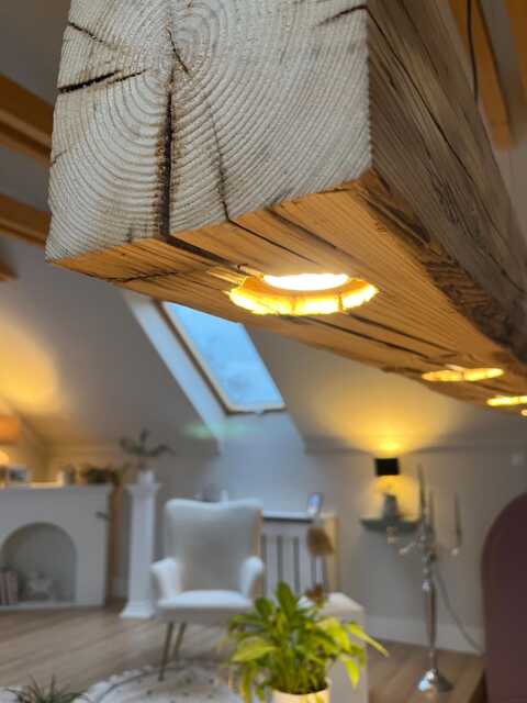 Unique Wooden Beam Pendant Light, Rustic Farmhouse Style - image 1