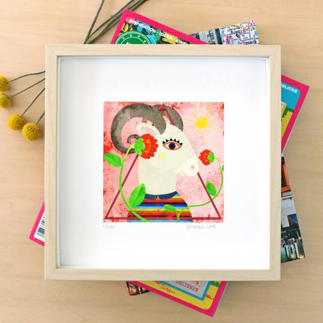 Aries - Zodiac Sign, Limited Edition Print, Archival, Wall Art, Handmade, 23x23 - image 1