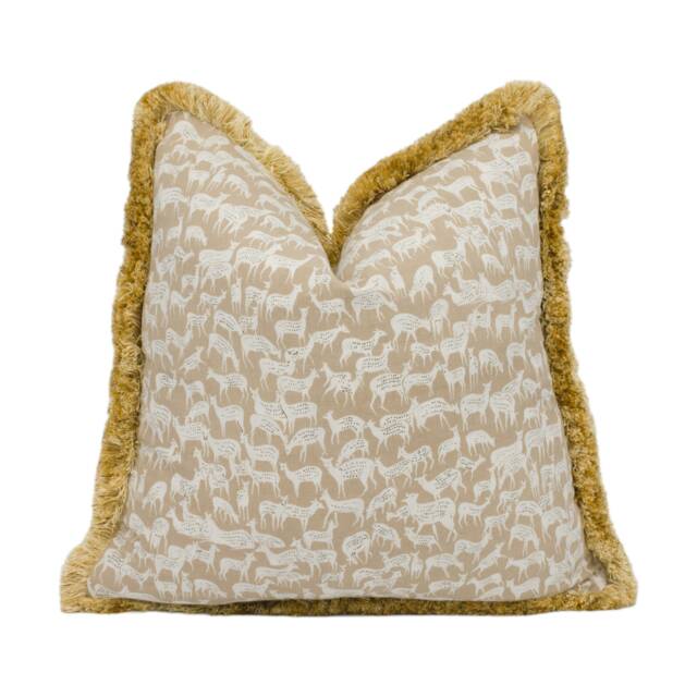 Schumacher - Fauna Fawn Plush Fringed Deer Cushion Cover Handmade Throw Pillow Designer Home D??cor - image 1