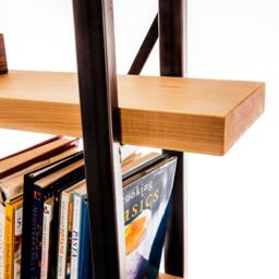 Sycamore Wood & Raw Steel Metal Bookcase Display Industrial Shelving - thumbnail 3