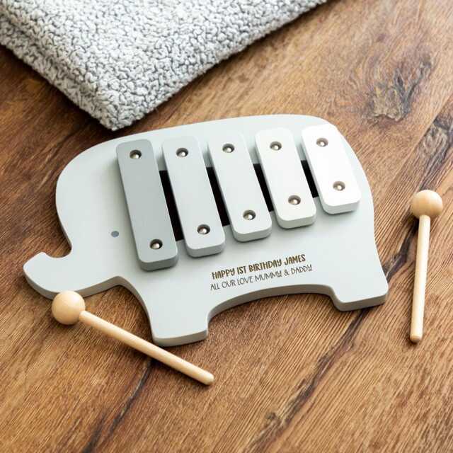Personalised Wooden Elephant Xylophone Musical Toy, Birthday Gift - Lc1011 - image 1