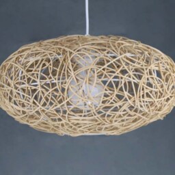 Handwoven Rattan Pendant Light, Oval-Shaped Ceiling Lamp, Rustic Light Fixture, Eco-Friendly Lighting, Lampshade W15.7 - thumbnail 3