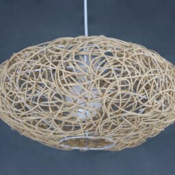 Handwoven Rattan Pendant Light, Oval-Shaped Ceiling Lamp, Rustic Light Fixture, Eco-Friendly Lighting, Lampshade W15.7 - thumbnail 2