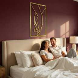 Minimalist Metal Hands Wall Art, Romantic Couple Line Art Decor, Unique Birthday Gift - thumbnail 2