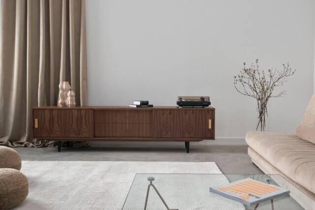 Mid-Century Sideboard, Dresser, Commode, Credenza Made Of Walnut Vaneer - Livlo O-S01 - image 1