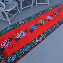Anatolian Rug, , Vintage Turkish Herki Green Oriental 2.6x11.1 Ft Area Rugs For Living Room, Handwoven Kitchen - thumbnail 2
