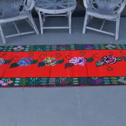 Anatolian Rug, , Vintage Turkish Herki Green Oriental 2.6x11.1 Ft Area Rugs For Living Room, Handwoven Kitchen - thumbnail 3