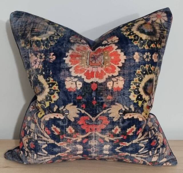 Linwood Omega Prints Genie Blue & Velvet Cushion Cover 40x40 cm - image 1