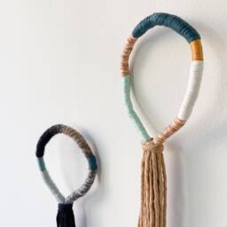 Set Of 2 Fringed Rope Wall Hangings, Pair Wrapped Loop Knots For Gallery Wall, Mural Tassel Home Decor - thumbnail 4