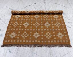 Hand Knotted Wool Jute Rug Traditional Persian Kilim Design