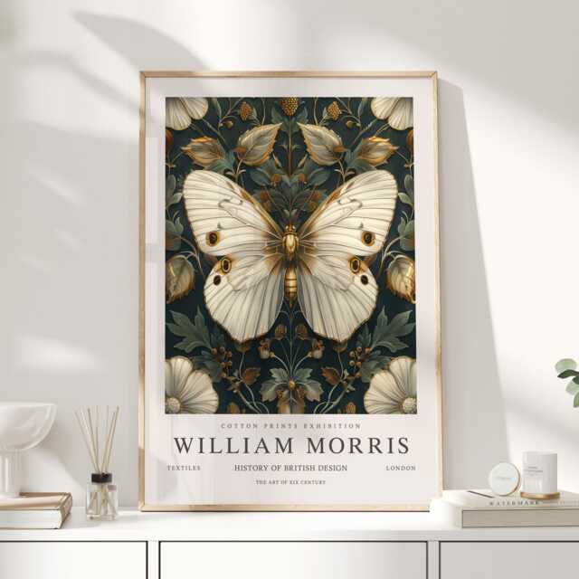 William Morris Print, Art, Exhibition Poster, Butterfly Gifts, Decor, Art Print, Butterfly Wall - image 1