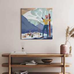 French Alps Poster Canvas, Wall Art Picture, Gray Decoration, Nature Canvas - thumbnail 1