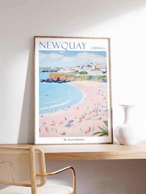 Newquay Cornwall Travel Poster British Seaside Art Print - image 1