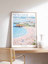 Newquay Cornwall Travel Poster British Seaside Art Print - thumbnail 1