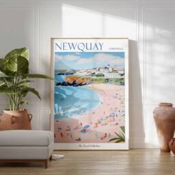 Newquay Cornwall Travel Poster British Seaside Art Print - thumbnail 2