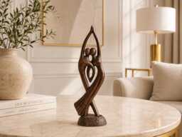 "Modern Wood Statue ""Unity" - thumbnail 1