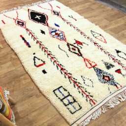 Handmade White Wool Moroccan Rug, Striped Berber Area Rug - thumbnail 3