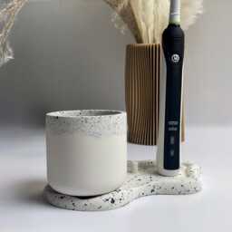 1, 2 Or 3 Electric Toothbrush Holder, Terrazzo Pink & Black Cloud Bathroom Organizer - thumbnail 2