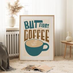 Coffee Wall Art Print, But First Kitchen Poster, For Kitchen, Dining Room, Retro Gift Idea 2229 - thumbnail 3