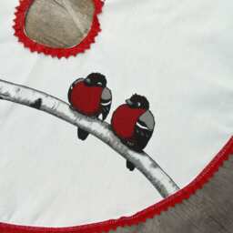 Red Robins Swedish Christmas Xmas Tree Skirt Holiday Decor Ornament - thumbnail 3