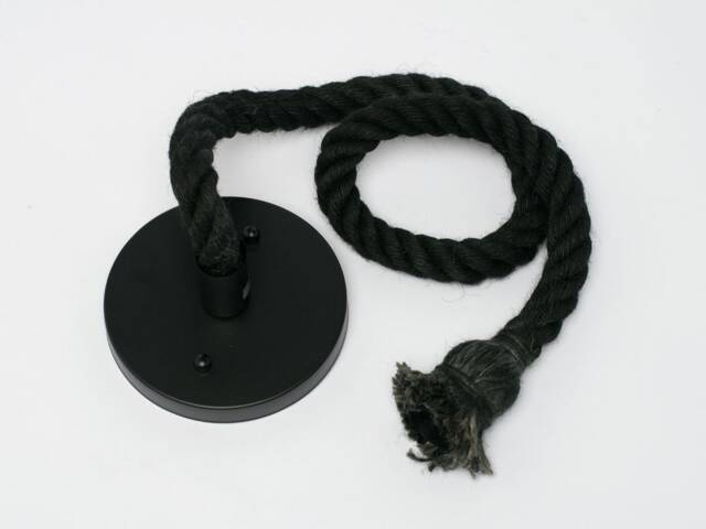 Thick Rope Pendant Light Kit - Black Or Natural Wood Lighting Fixture Set - image 1