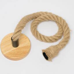 Thick Rope Pendant Light Kit - Black Or Natural Wood Lighting Fixture Set - thumbnail 2