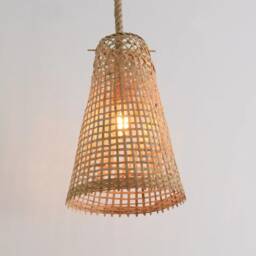 Thick Rope Pendant Light Kit - Black Or Natural Wood Lighting Fixture Set - thumbnail 4