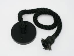 Thick Rope Pendant Light Kit - Black Or Natural Wood Lighting Fixture Set - thumbnail 1