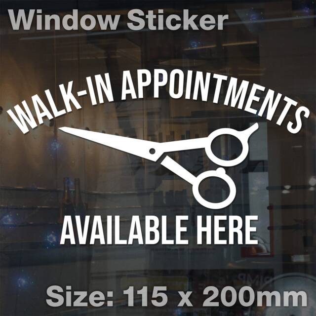 Small Walk in Appointments Available Here Window Door Barber Hair Salon Sticker - image 1