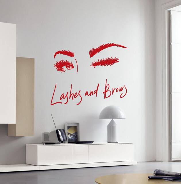 Woman Eyes Vinyl Wall Decal Lashes & Brows Beauty Salon Decor Stickers Mural - #2747Da - image 1
