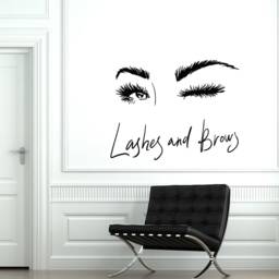 Woman Eyes Vinyl Wall Decal Lashes & Brows Beauty Salon Decor Stickers Mural - #2747Da - thumbnail 2