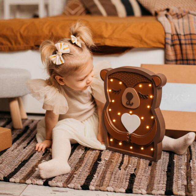 Teddy Bear Night Light Scandinavian Kids Room Decor - image 1