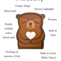 Teddy Bear Night Light Scandinavian Kids Room Decor - thumbnail 4