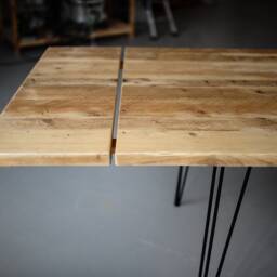 Handcrafted Reclaimed Wood Expandable Dining Table With Hairpin Legs - thumbnail 3