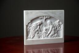 Marble Nativity Scene Virgin Mary Joseph Jesus Relief Carved Greek Marble Sculpture - thumbnail 1