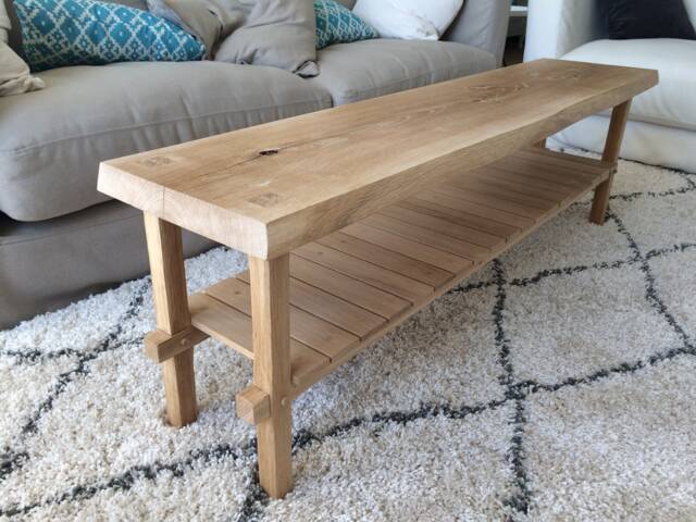 Solid Oak Hall Bench - Wooden Hallway Console - image 1
