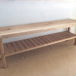 Solid Oak Hall Bench - Wooden Hallway Console - thumbnail 2