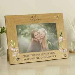 Personalised Floral Bee 6x4 Oak Finish Photo Frame - thumbnail 2