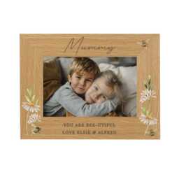 Personalised Floral Bee 6x4 Oak Finish Photo Frame - thumbnail 4