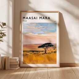 Maasai Mara Travel Poster Kenya Safari Wildlife Art Print - thumbnail 3