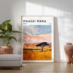 Maasai Mara Travel Poster Kenya Safari Wildlife Art Print - thumbnail 2