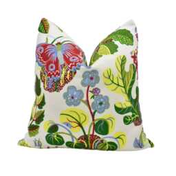 Schumacher - Exotic Butterfly Multi Josef Frank Cushion Cover, Designer Linen Throw Pillow, Midcentury Print, Handmade UK - thumbnail 1