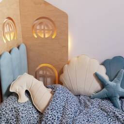 Velvet Starfish & Seashell Pillow Set Coastal Nursery Decor - thumbnail 4