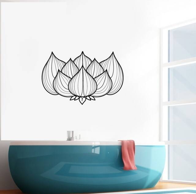 Lotus Flower Vinyl Wall Decal Yoga Center Meditation Room Interior Stickers Mural - #2876Di - image 1