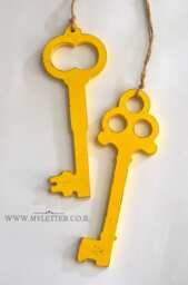 Wooden Key Wall Hanging Decor, Entry Pendants, Rustic Key, Skeleton Key Pendants, Shabby Keys Home Decor - thumbnail 1
