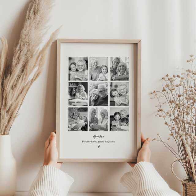 Personalised Bereavement Photo Frame, Sympathy Collage Print For Remembrance, Memorial Tribute Loss Of A Loved One, in Loving Memory - image 1